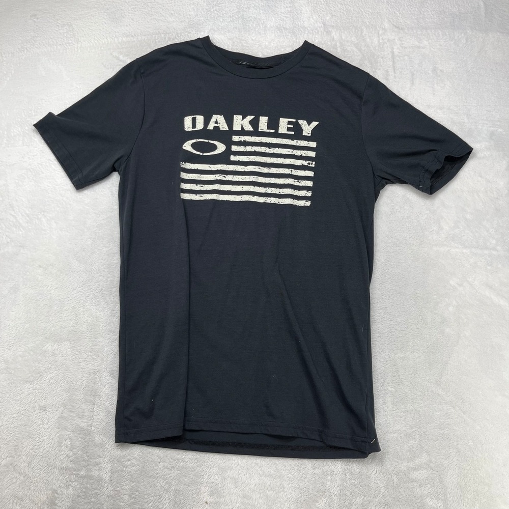 Oakley‎ O Flag T-Shirt Men's Black Graphic Tee Short Sleeve Regular Fit - Large